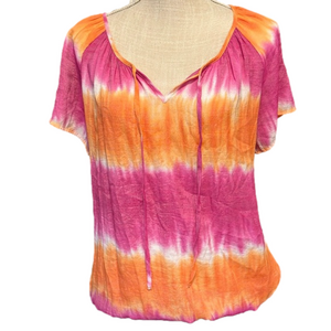 St John’s Bay Tie-Dye Short Sleeve Blouse